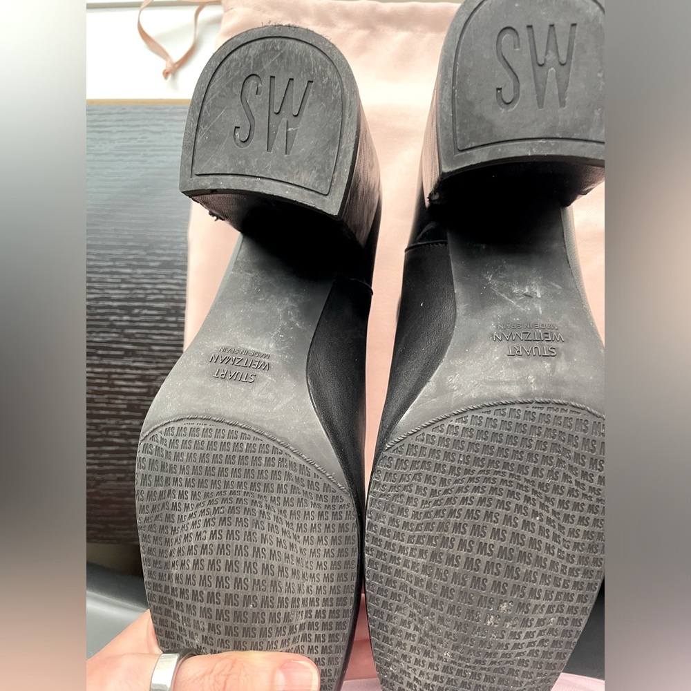 Stuart Weitzman, Block Heeled Booties, 9n, Black - image 4